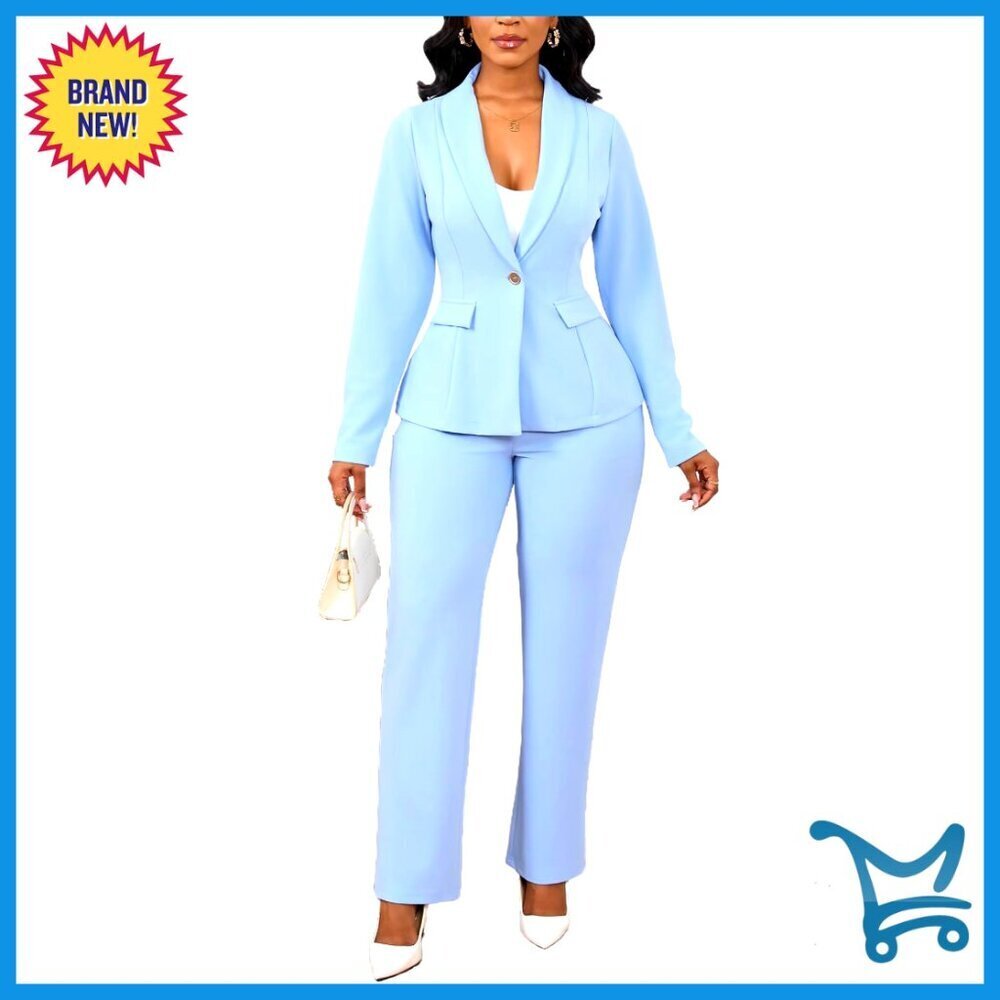 Women's 2-Piece Pant Suit Set Blazer Straight Leg Pants Formal Office Work